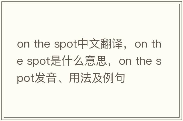 on the spot中文翻译，on the spot是什么意思，on the spot发音、用法及例句