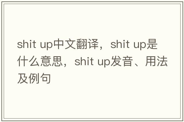 shit up中文翻译，shit up是什么意思，shit up发音、用法及例句