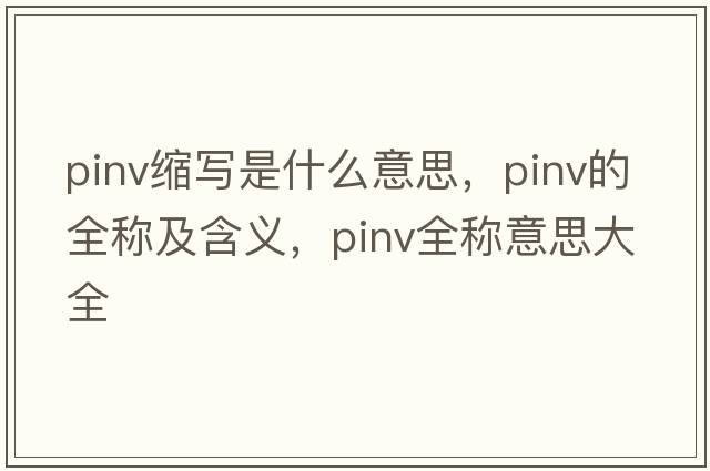 pinv缩写是什么意思，pinv的全称及含义，pinv全称意思大全