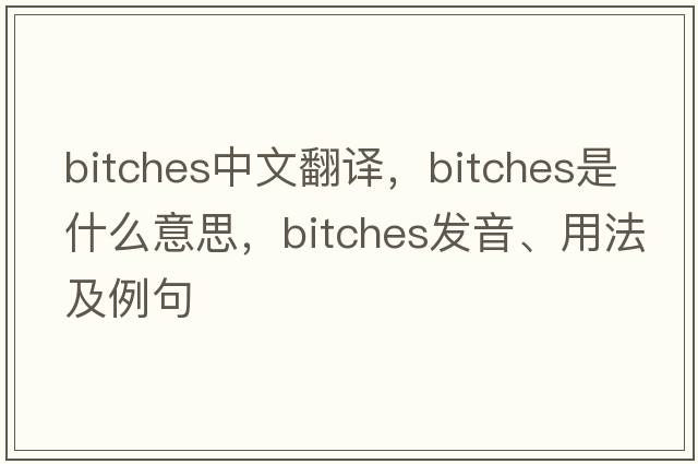bitches中文翻译，bitches是什么意思，bitches发音、用法及例句