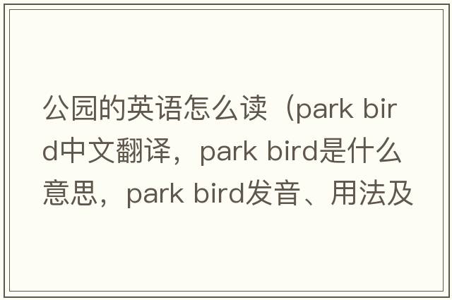 公园的英语怎么读（park bird中文翻译，park bird是什么意思，park bird发音、用法及例句）